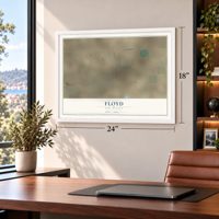 Floyd, New Mexico map, 18 x 24 inch print in a white frame in a home office