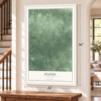 Floyd, New York map, 24 x 36 inch print in a white frame by a staircase