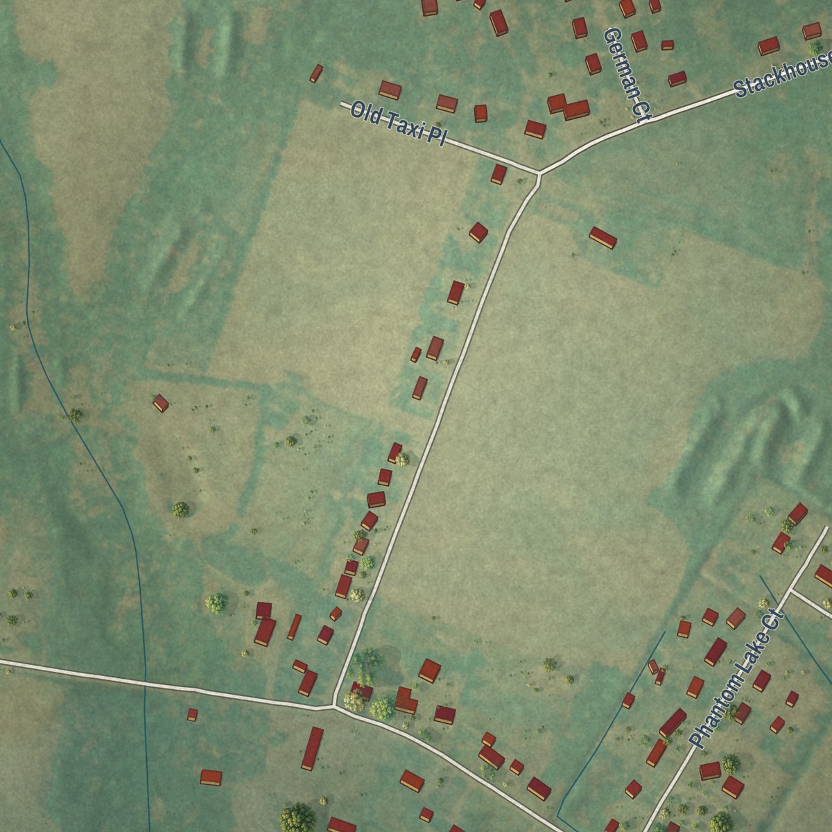Second close-up of the map of Floydale, South Carolina print showing more streets and buildings
