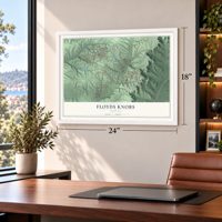 Floyds Knobs, Indiana map, 18 x 24 inch print in a white frame in a home office