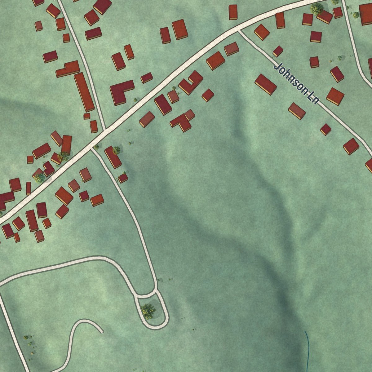 Second close-up of the map of Flushing, Ohio print showing more streets and buildings