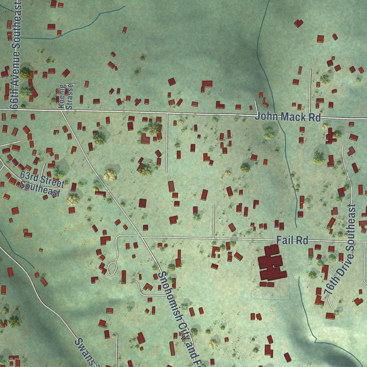 Second close-up of the map of Fobes Hill, Washington print showing more streets and buildings