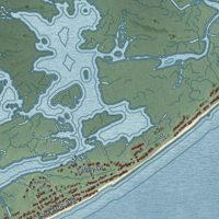 Second close-up of the map of Folly Beach, South Carolina print showing more streets and buildings