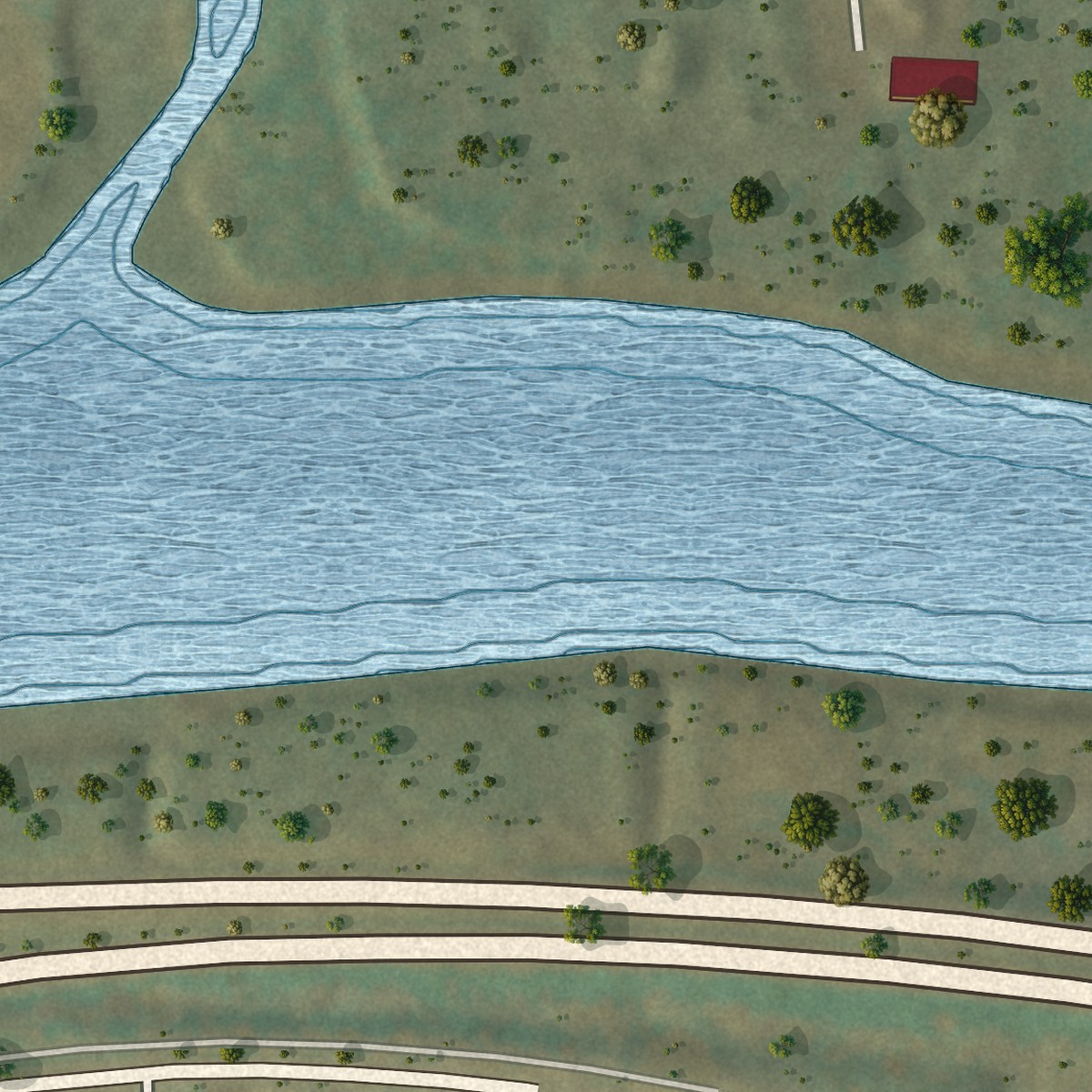 Second close-up of the map of Fonda, New York print showing more streets and buildings