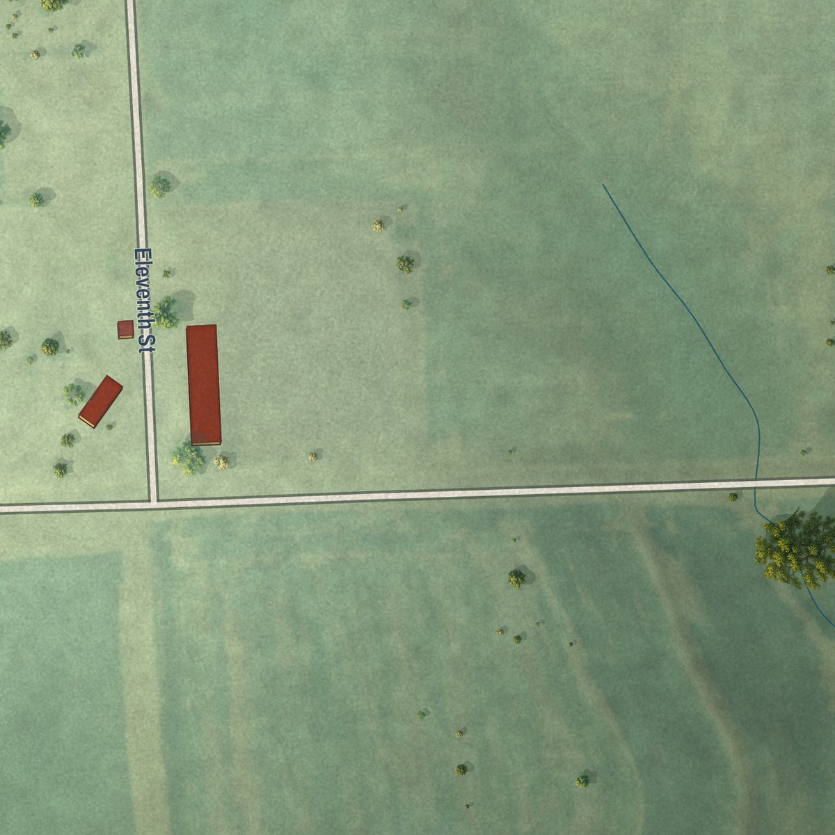 Second close-up of the map of Fontanelle, Nebraska print showing more streets and buildings