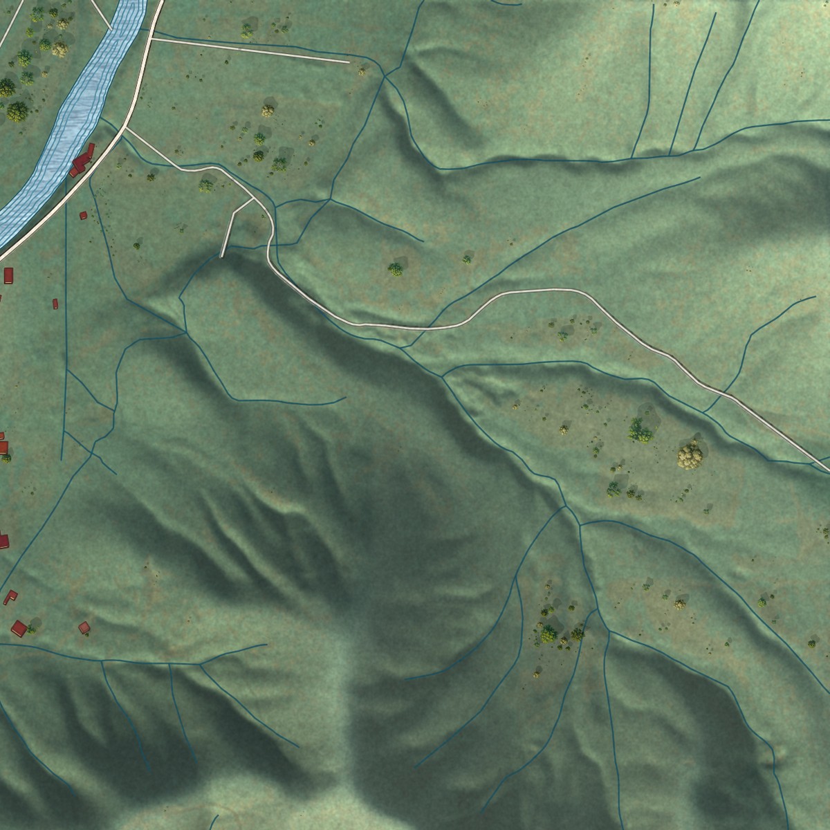 Second close-up of the map of Foots Creek, Oregon print showing more streets and buildings
