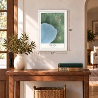 Forada, Minnesota map, 12 x 18 inch print in a white frame in an entryway