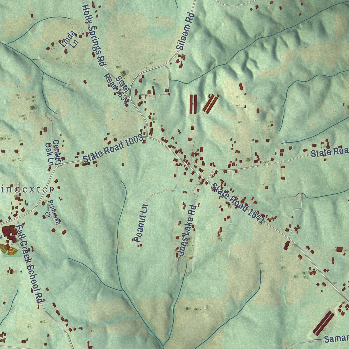Second close-up of the map of Forbush, North Carolina print showing more streets and buildings