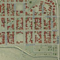 Second close-up of the map of Ford City, California print showing more streets and buildings