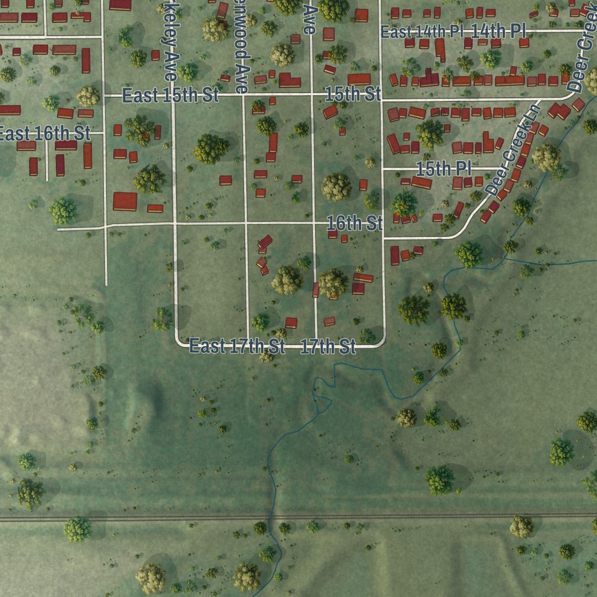 Second close-up of the map of Ford Heights, Illinois print showing more streets and buildings