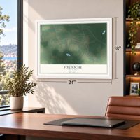 Fordoche, Louisiana map, 18 x 24 inch print in a white frame in a home office