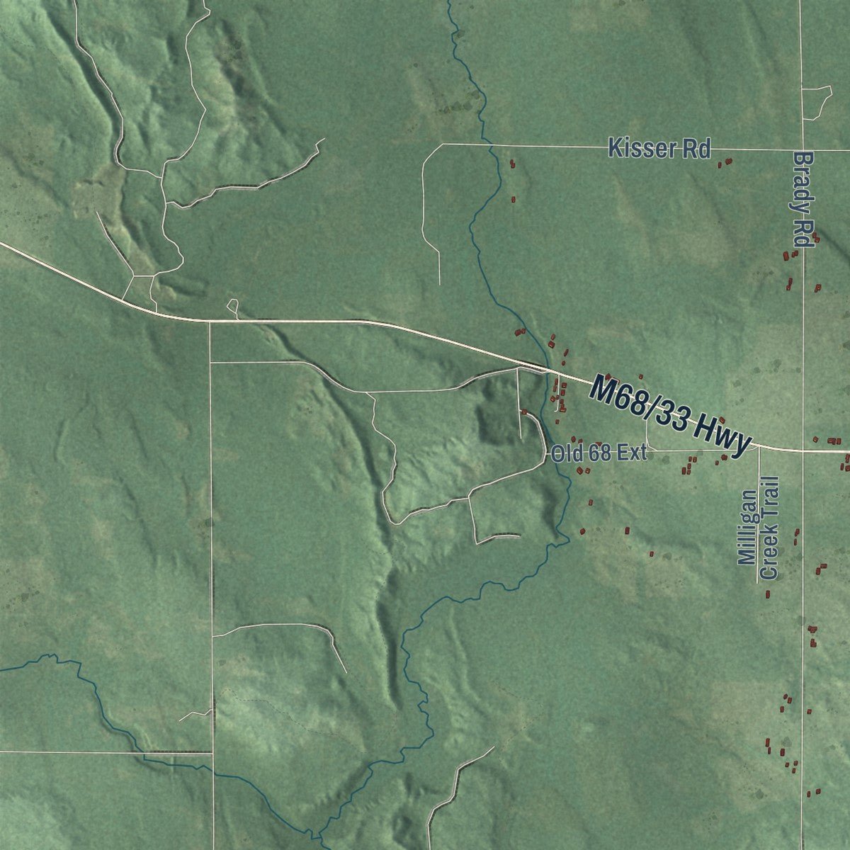 Second close-up of the map of Forest, Cheboygan County, Michigan print showing more streets and buildings