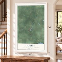 Forest, Genesee County, Michigan map, 24 x 36 inch print in a white frame by a staircase