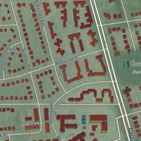 Second close-up of the map of Forest Glen, Maryland print showing more streets and buildings