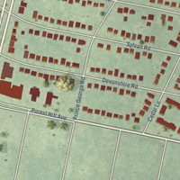 Second close-up of the map of Forest Hill, Virginia print showing more streets and buildings