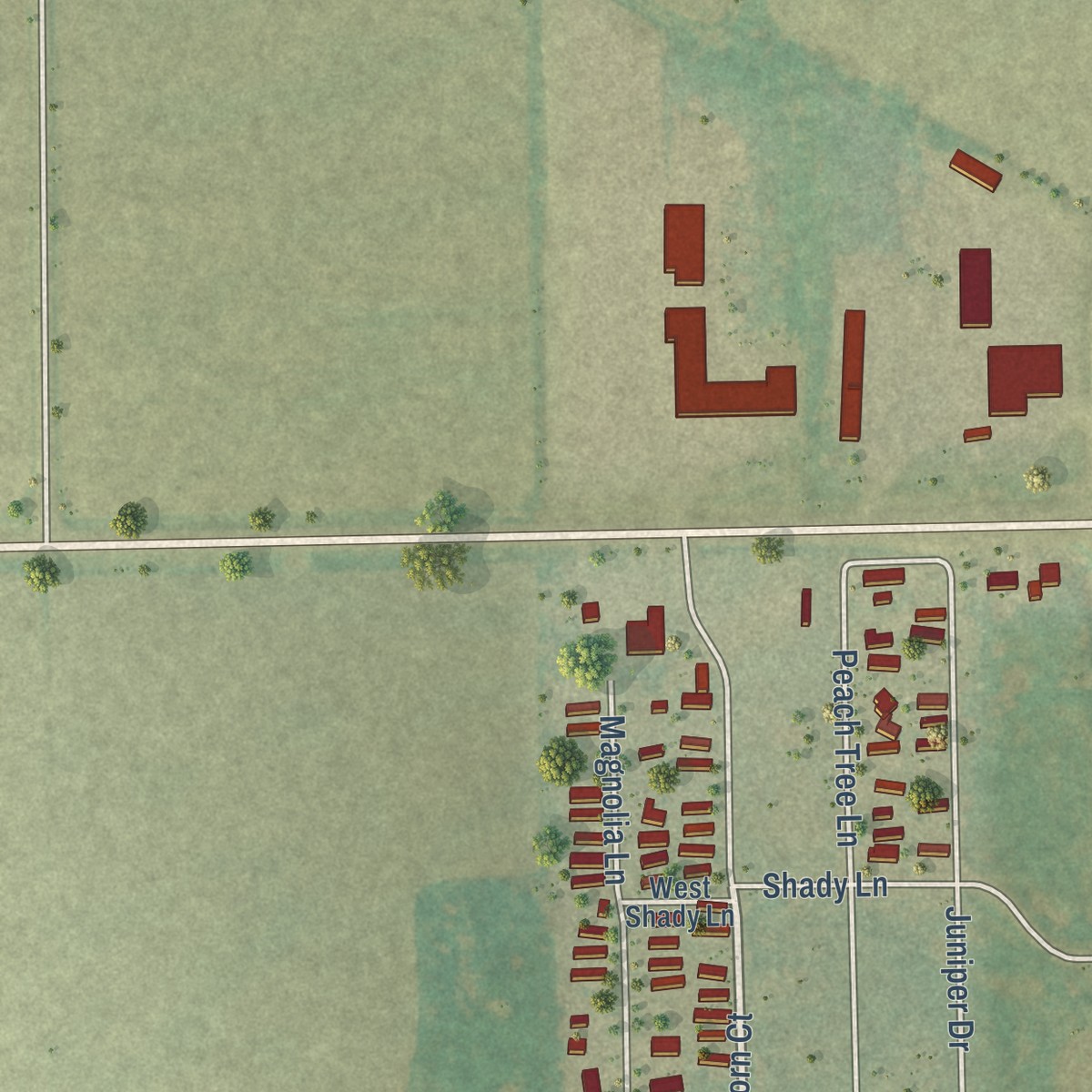 Second close-up of the map of Forest Junction, Wisconsin print showing more streets and buildings