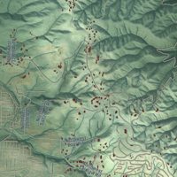 Second close-up of the map of Forest Park, Oregon print showing more streets and buildings
