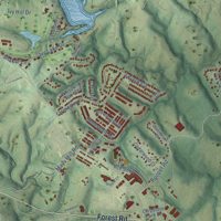 Second close-up of the map of Forest, Virginia print showing more streets and buildings