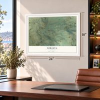 Foresta, California map, 18 x 24 inch print in a white frame in a home office