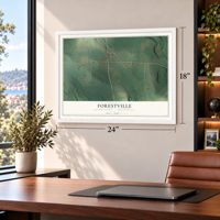 Forestville, Butler County, Pennsylvania map, 18 x 24 inch print in a white frame in a home office