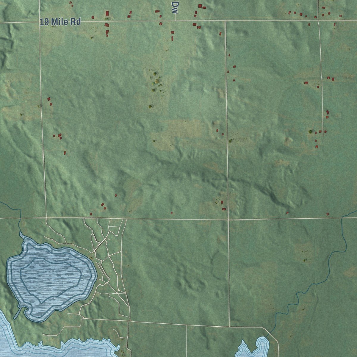 Second close-up of the map of Fork, Michigan print showing more streets and buildings