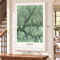 Forks, Sullivan County, Pennsylvania map, 24 x 36 inch print in a white frame by a staircase