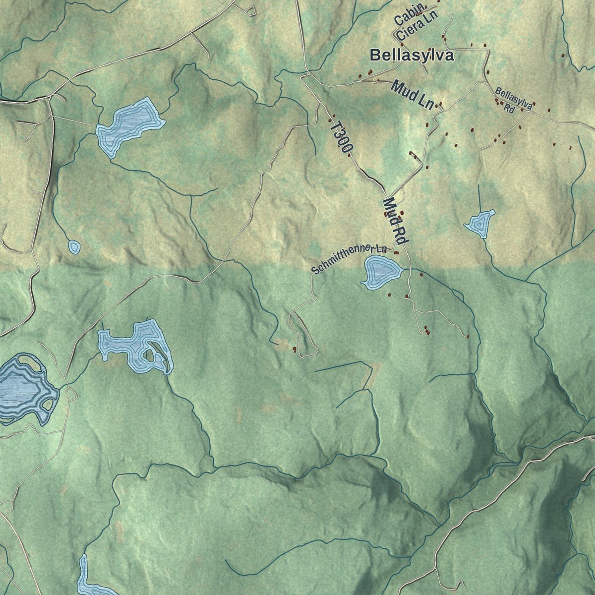 Second close-up of the map of Forkston, Pennsylvania print showing more streets and buildings