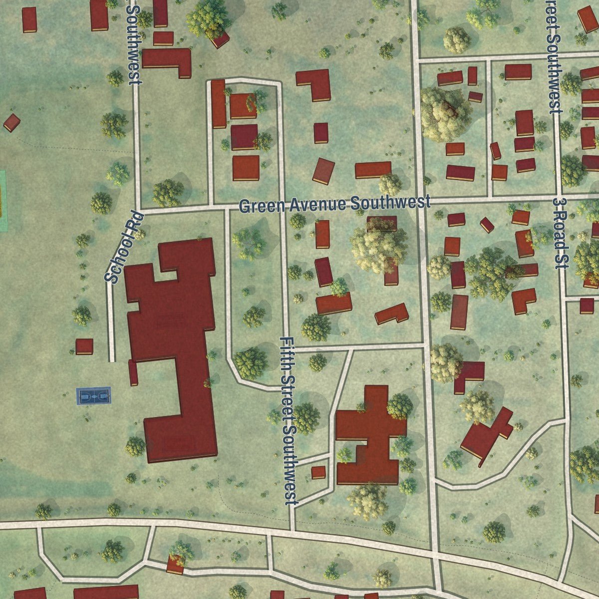 Second close-up of the map of Forman, North Dakota print showing more streets and buildings