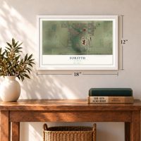 Forsyth, Illinois map, 12 x 18 inch print in a white frame in an entryway