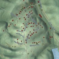 Second close-up of the map of Fort Ashby, West Virginia print showing more streets and buildings