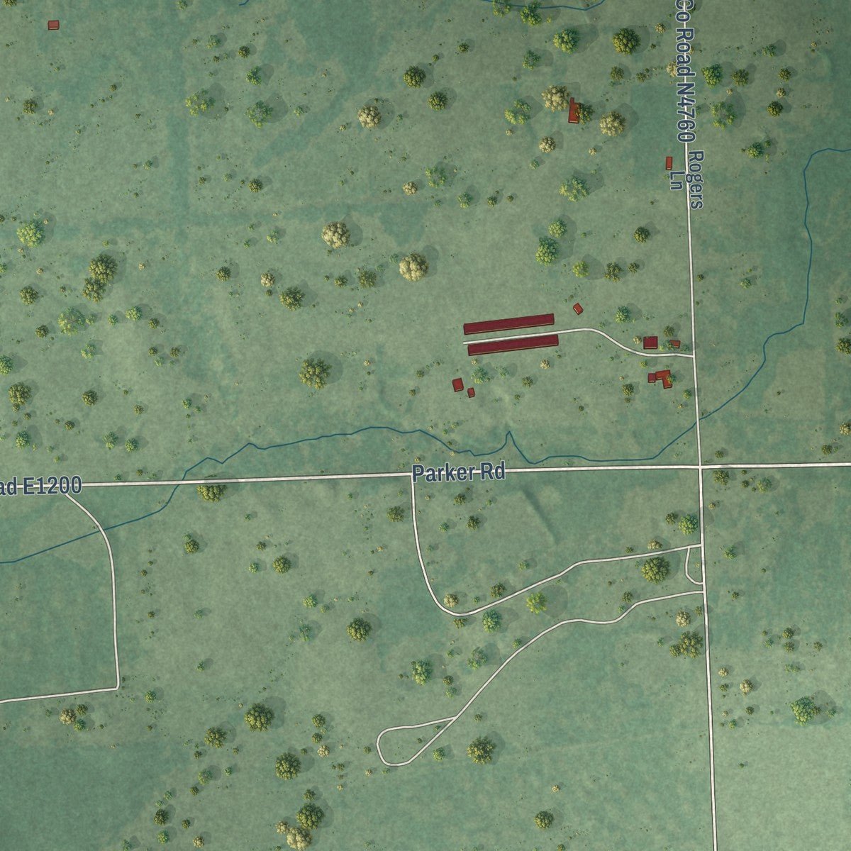 Second close-up of the map of Fort Coffee, Oklahoma print showing more streets and buildings