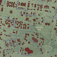Second close-up of the map of Fort Hood, Texas print showing more streets and buildings