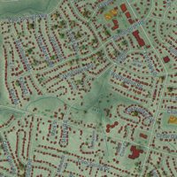 Second close-up of the map of Fort Hunt, Virginia print showing more streets and buildings
