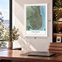 Fort Hunt, Virginia map, 18 x 24 inch print in a white frame in a home office