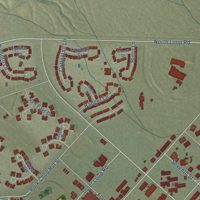 Second close-up of the map of Fort Irwin, California print showing more streets and buildings