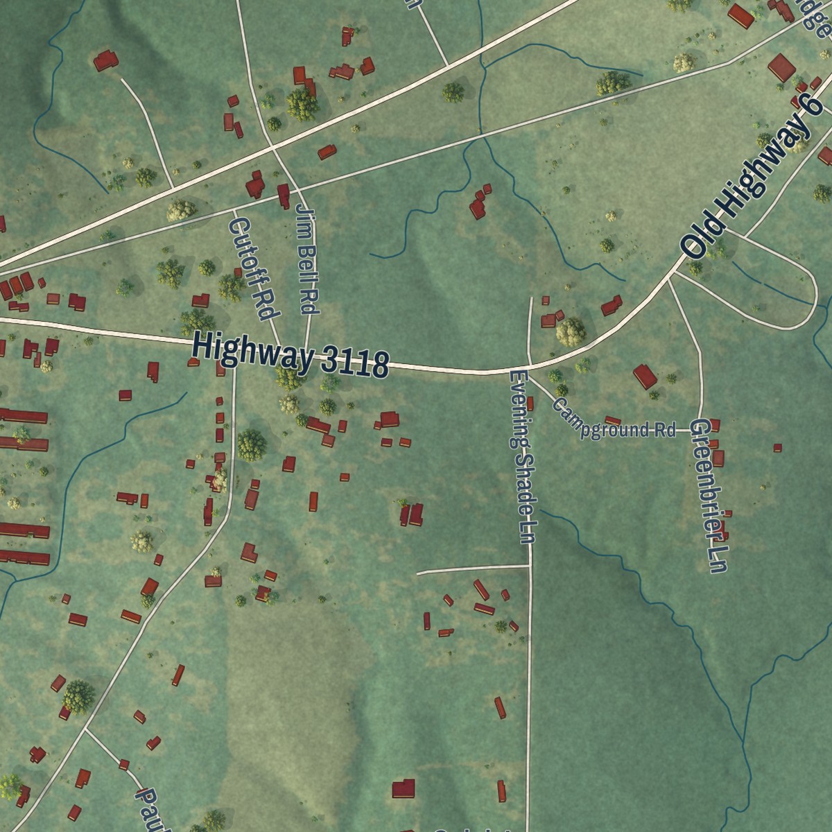 Second close-up of the map of Fort Jesup, Louisiana print showing more streets and buildings