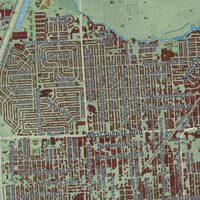 Second close-up of the map of Fort Lauderdale, Florida print showing more streets and buildings