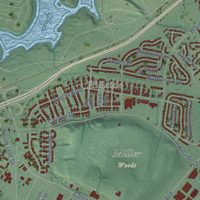 Second close-up of the map of Fort Lewis, Washington print showing more streets and buildings