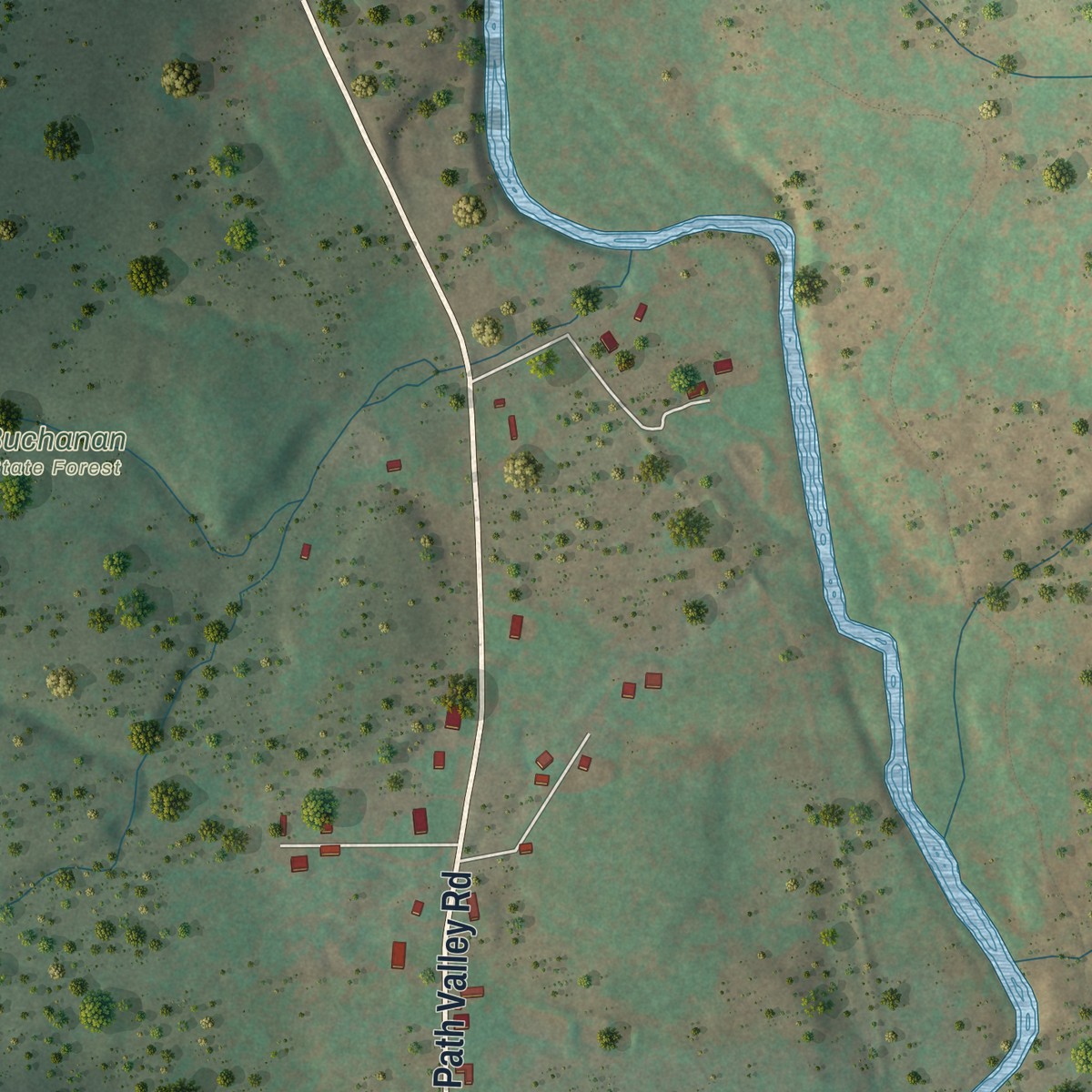 Second close-up of the map of Fort Loudon, Pennsylvania print showing more streets and buildings