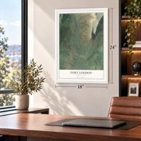 Fort Loudon, Pennsylvania map, 18 x 24 inch print in a white frame in a home office