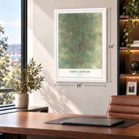 Fort Lupton, Colorado map, 18 x 24 inch print in a white frame in a home office
