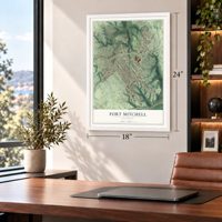 Fort Mitchell, Kentucky map, 18 x 24 inch print in a white frame in a home office
