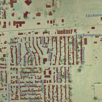Second close-up of the map of Fort Morgan, Colorado print showing more streets and buildings