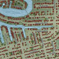 Second close-up of the map of Fort Myers Shores, Florida print showing more streets and buildings