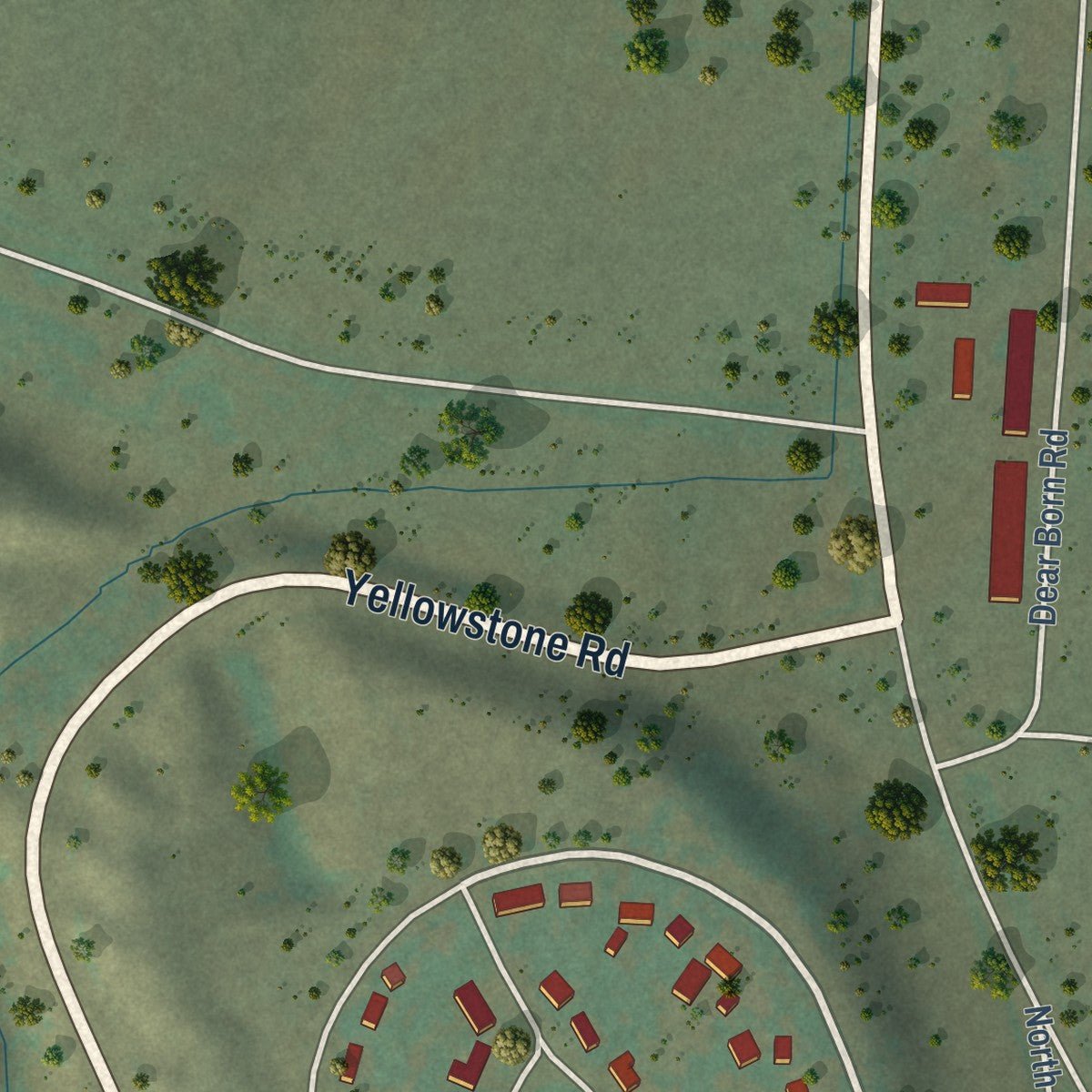 Second close-up of the map of Fort Peck, Montana print showing more streets and buildings