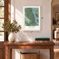 Fort Pierre, South Dakota map, 12 x 18 inch print in a white frame in an entryway