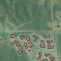 Second close-up of the map of Fort Polk North, Louisiana print showing more streets and buildings