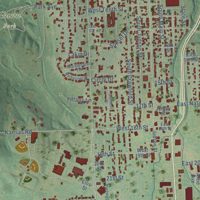 Second close-up of the map of Fort Scott, Kansas print showing more streets and buildings