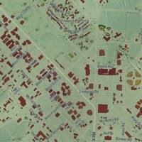 Second close-up of the map of Fort Stewart, Georgia print showing more streets and buildings