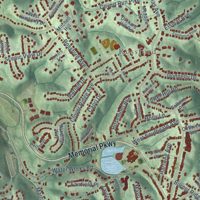 Second close-up of the map of Fort Thomas, Kentucky print showing more streets and buildings